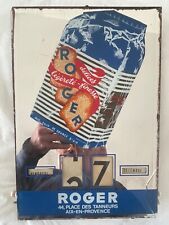 Calendrier perpétuel publicitaire"Biscottes ROGER"sérigraphie sur verre  34X23cm