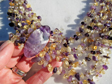 Collier Multi rangs - Pierre Minérale Fluorite / Fluorine et Cristal ou Quartz