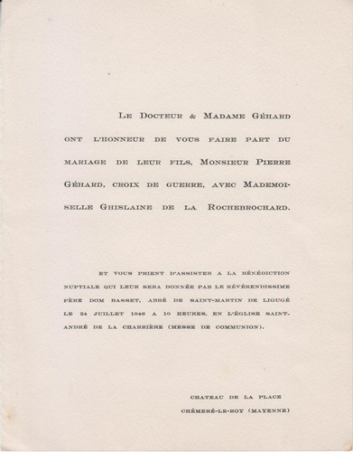 1946 faire part - mariage, pierre