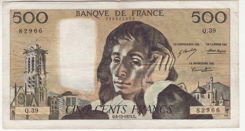 500 francs pascal 1973 - francs, 06/12/1973