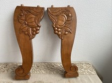 Ancienne Colonne De Meuble Bois Sculpte Décoré Fruit 