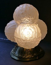 LAMPE ART DÉCO globe Des Hanots verre pressé "L'étoile" 1930 Era Sabino Muller