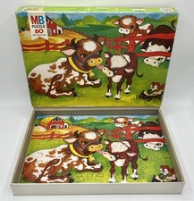 Puzzle VACHES & VEAUX dans le pré (60 pièces) - MB Puzzle complet - 1977 - TBE