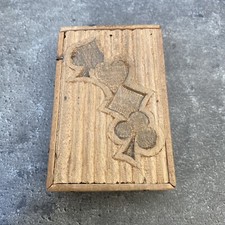 Ancienne Petite Boîte Bois Étui À Jeu De Cartes Deco 