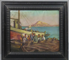 Tableau huile paysage marin - tableau,