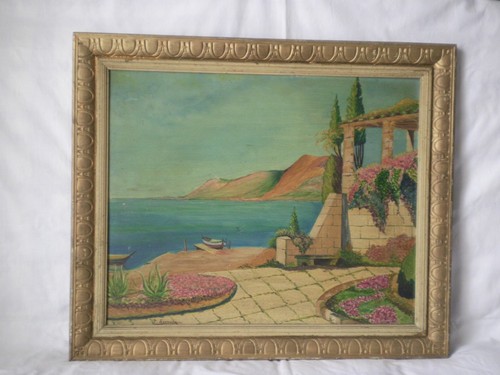 Tableau huile sur panneau - sur,