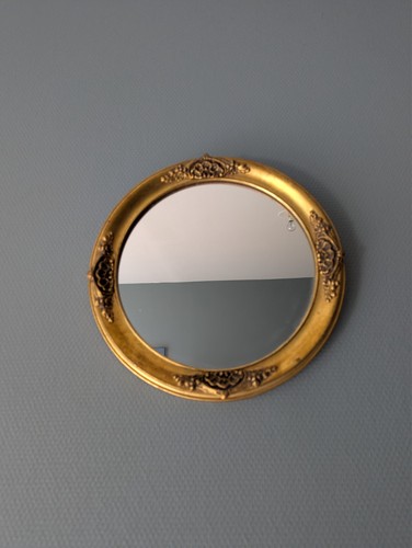Miroir rond ancien bois - en,