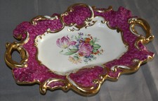 Plateau plat de présentation pâte de Limoges P Dussault 33 cm / 25 cm DLT Melun