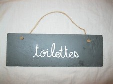 PLAQUE PANNEAU DE PORTE "TOILETTES" en ARDOISE Déco Intérieur Maison Appartement