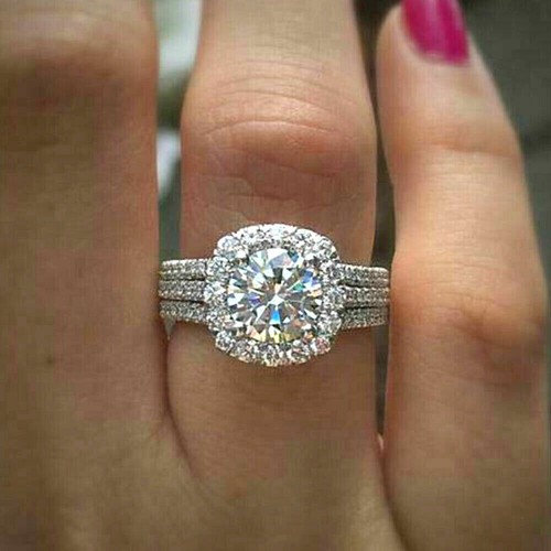 Bague fiançailles halo - bague, de