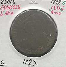 2 SOLS - FRANCOIS - LOUIS XVI - 1792W (ARRAS) - Pièce de Monnaie en MDC // B