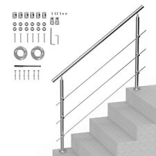 VEVOR Rampe Escalier Main Courante pour Extérieur 150 cm 3 Barres Transversales