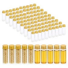 15ml fioles verre lot 100 avec bouchons vis dorés