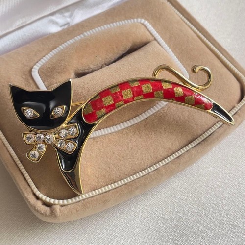 Broche chat noir vintage - , motif