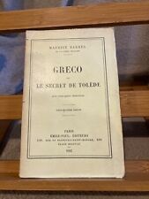 Maurice Barrès Greco ou Le Secret de Tolede Emile-Paul 22e edition 1912