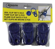 6 Gros Clips de Fixation Bâche Tente Toile Oeillets 9 x 4 cm Camping