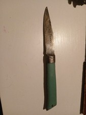 Ancien Couteau PRADEL Manche Plastique Vert