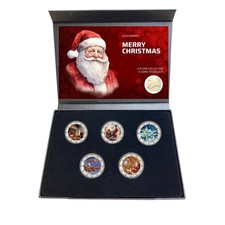 2 EURO NOËL 2025 COLORÉ - SÉRIE 5 PIÈCES - DANS UN COFFRET AVEC CERTIFICAT