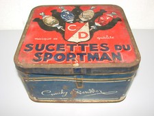 Ancienne boite tôle métal sucettes du Sportmann Tourcoing
