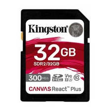 Kingston Canvas React Plus 32GB SDHC Memory Card UHS-II 300R/260W U3 V90 for Ful