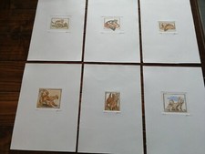 Gravures d'épreuve d'auteur aquarellées à la main de 3 chats et 3 chiens, Italie