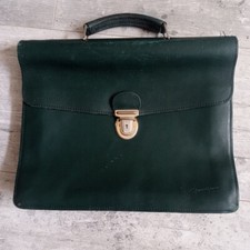 Sac vintage d'école en cuir vert porte document vintage Gérard Henon Paris