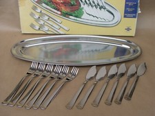 Service à poisson plat 12 couverts métal argenté inox ancien 6 vintage Degrenne