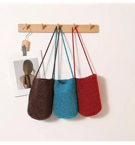 Borsa seau paille - borsa, bleue