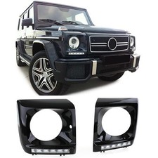 Couvercles De Phare Noir Brillant Avec Feux De Jour LED Pour Mercedes G W463