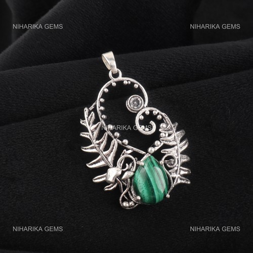 Pendentif malachite naturelle - pendentif,