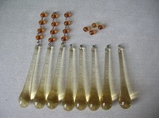 Lot de 8 ancienne pampilles en verre goutte d'eau lustre applique restauration