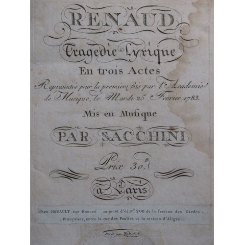 Sacchini antonio renaud - renaud, opéra