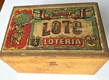Ancienne Boîte de Jeu de Loto en Bois ‘Loteria’ AK ATLAS Paris
