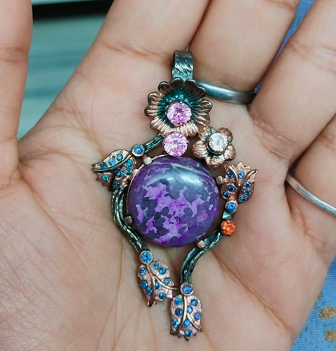 Pendentif quartz rose - , topaze