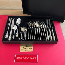 SET MENAGERE 24 P CHRISTOFLE MARLY TRÈS BEL ÉTAT MÉTAL ARGENTÉ COFFRET.