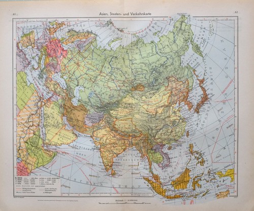 1943 carte asie sibérie tiber - asie,