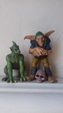 2 Figurines VINTAGE (Lutin,Gargouille) + Crane humain
