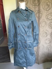MAGNIFIQUE VESTE MANTEAU TRENCH MAJE T 1 BLEU CANARD MODELE KELLY DORÉ
