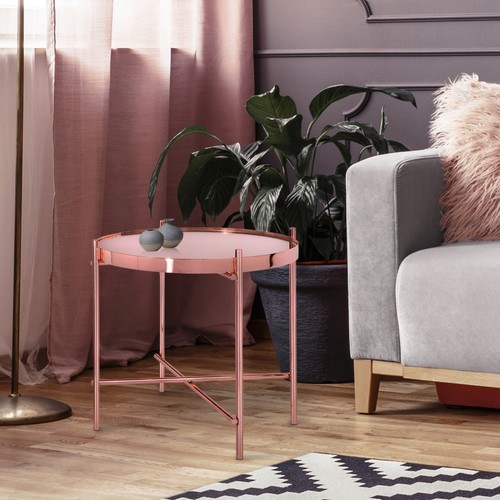 Table basse salon cuivre ronde