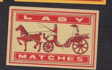 étiquette  Allumettes Chine BN126851 Lady Femme Cheval Carriole 