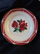 LOT DE 3 ASSIETTES PLATES ANCIENNES, FAÏENCE DIGOIN SARREGUEMINES,MODÈLE CIBON