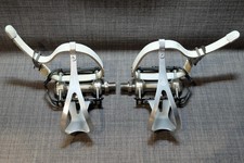 Campagnolo Super Record pedals titanium leather straps and toe clips nos