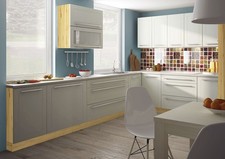 Cuisine En L KVANTUM Cuisine Intégrée 285x230Cm Chêne Artisan Façade MDF Vanille