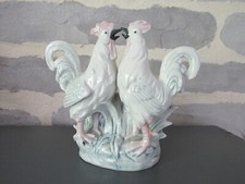 Début XX - Biscuit Porcelaine Vide Poche Bouquetière - Statuette COQ - Germany