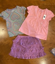 Baby Gap Girls 2 Tops,  1 Is NWT  Size 3 & Elastic Waist Skirt Size 4