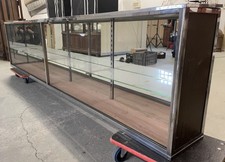 3m Grande Vitrine Miroir Laiton Nickelé Ancienne Boutique Magasin Bijoux Vintage