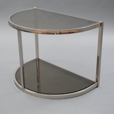 Table Basse Des Années 70 En Verre Chromé Avec Verre Fumé 70s