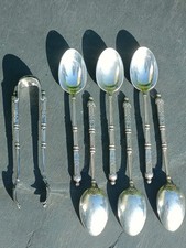  6 Grandes Cuillères à Café  Dessert Pince à Sucre argenté  modèle à la Russe
