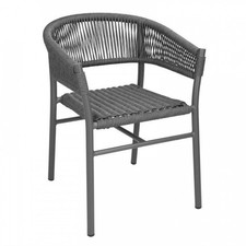 Lot de 2 fauteuils (H)750 x (L)610 mm empilables, en aluminium, corde grise, FLO