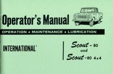 Livre Du Propriétaire SCOUT MANUEL INTERNATIONAL HARVESTER 1964 1961